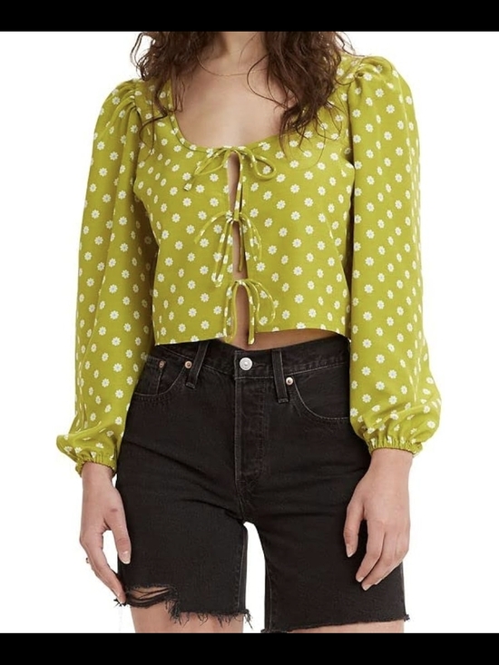 Levi's Lime Green Daisy Tie-Front Blouse - Picture 6 of 8